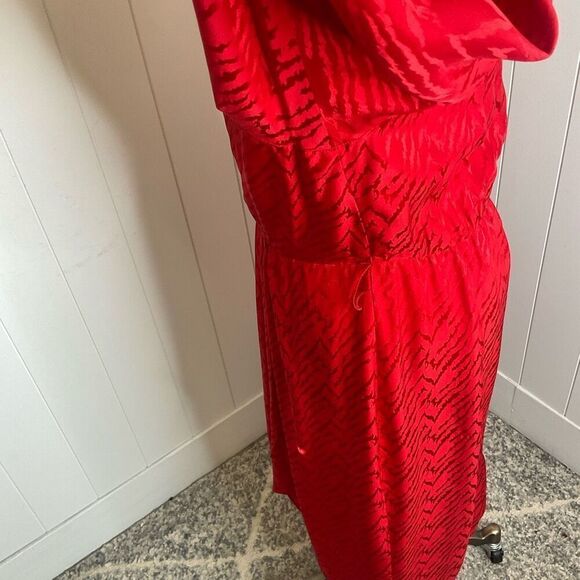 Vintage Lauren Alexandria Women's 10 Red 100% Silk Eveningwear Maxi Dress Gown - Picture 10 of 13